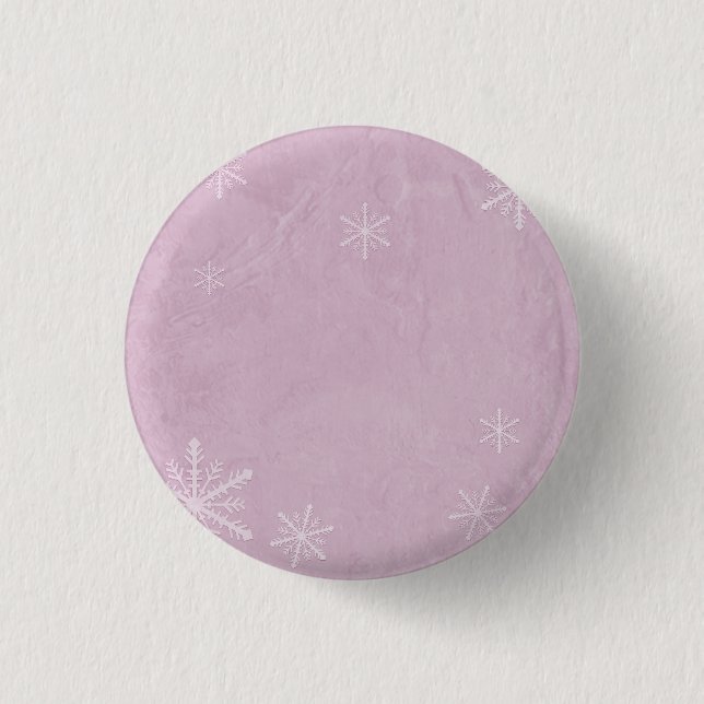 PERSONALIZE Snowflake Paper 3 - Pink 1 Inch Round Button (Front)