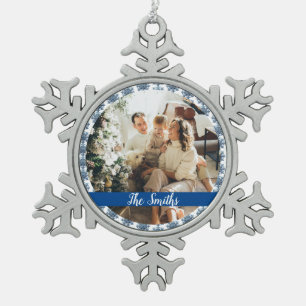 Personalize snowflake pewter christmas ornament