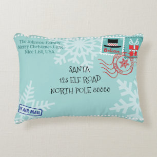 Personalize Snowflake Santa Letter Christmas Accent Pillow