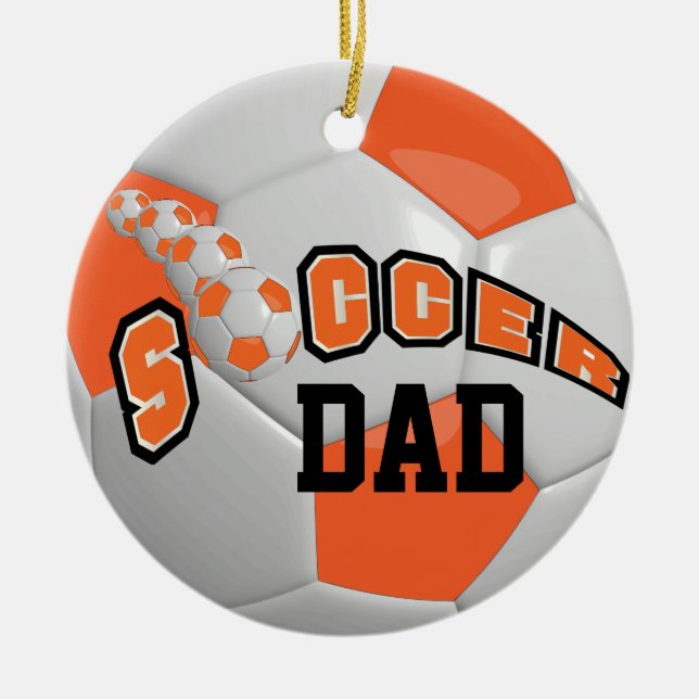 Personalize Soccer Ball | Orange Ceramic Ornament (Front)