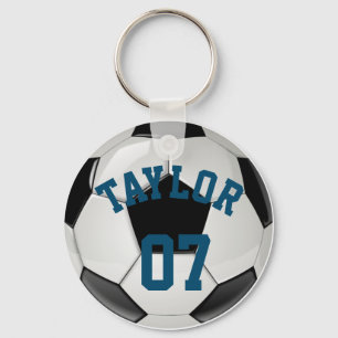 Personalize Soccer ball player's Name and Number Keychain