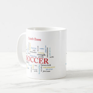 Personalize, Soccer Coach Thank You in Words Coffee Mug