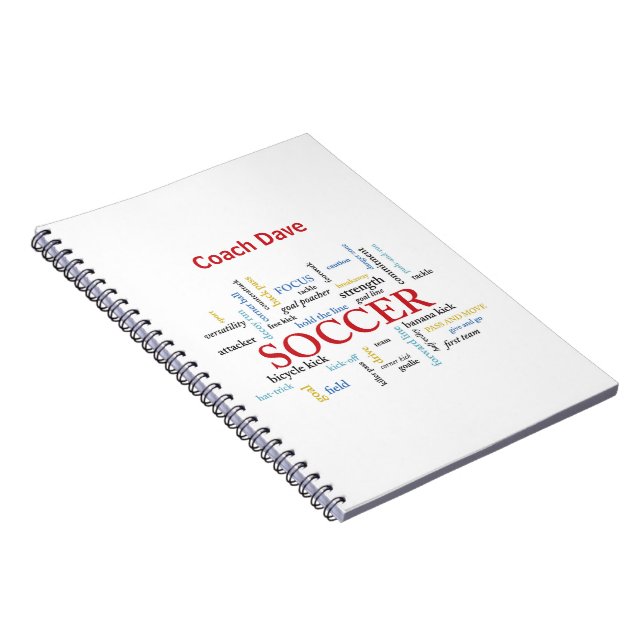 Personalize, Soccer Coach Thank You in Words Notebook (Right Side)