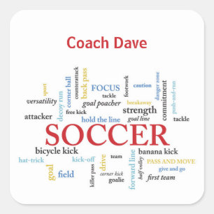 Personalize, Soccer Coach Thank You in Words Square Sticker