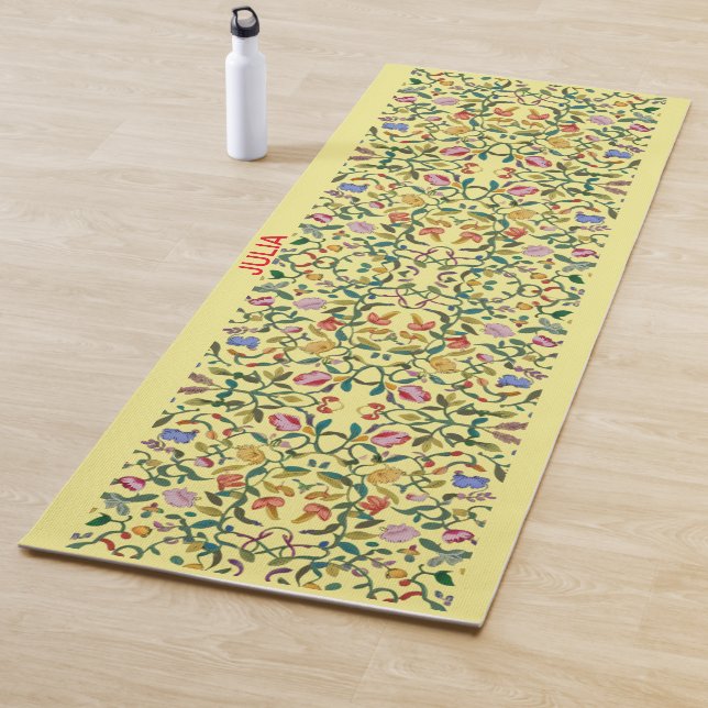 Personalize soft intricate floral pattern Yoga Mat (In Situ)