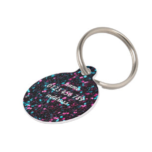 Personalize Sparkly pink blue mosaic glitter Pet Tag