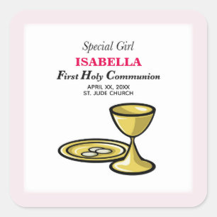 Personalize, Special Girl, First Communion Square Sticker