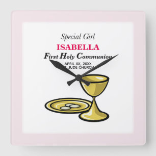 Personalize, Special Girl, First Communion Square Wall Clock