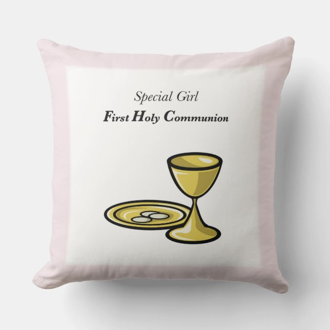 Personalize, Special Girl, First Communion Throw Pillow (Front)