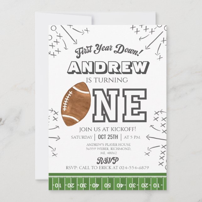 Personalize Sport Football Birthday Invitation (Front)