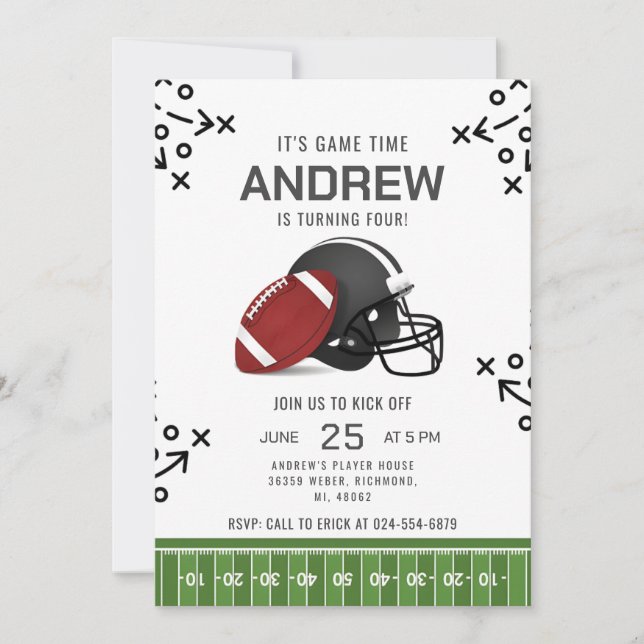Personalize Sport Football Birthday Invitation (Front)