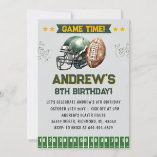 Personalize Sport Football Birthday Invitation