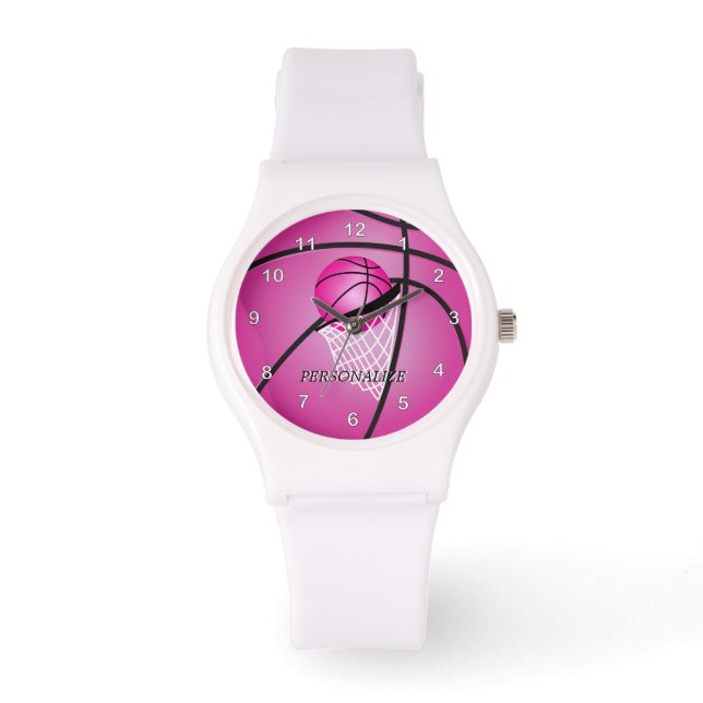 Personalize Sports Pink Basketball Watch (Front)