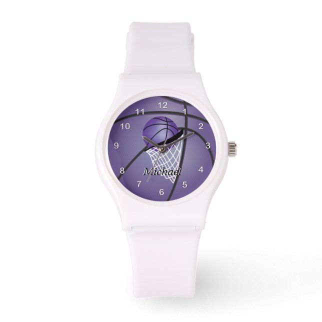 Personalize Sports Purple Basketball Watch (Front)