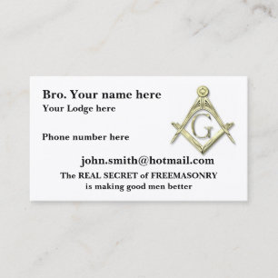 Personalize Square and Compasses MASONIC Business Card