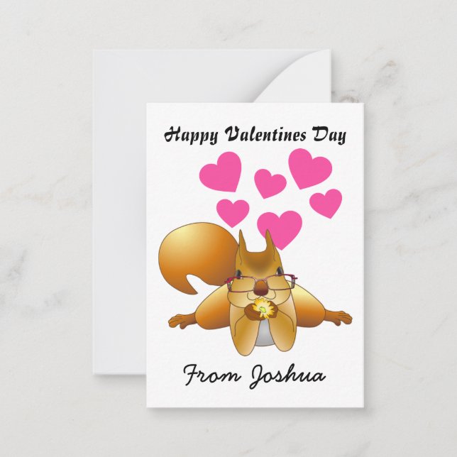 Personalize Squirrel Valentines Day Cards for Kids (Front)