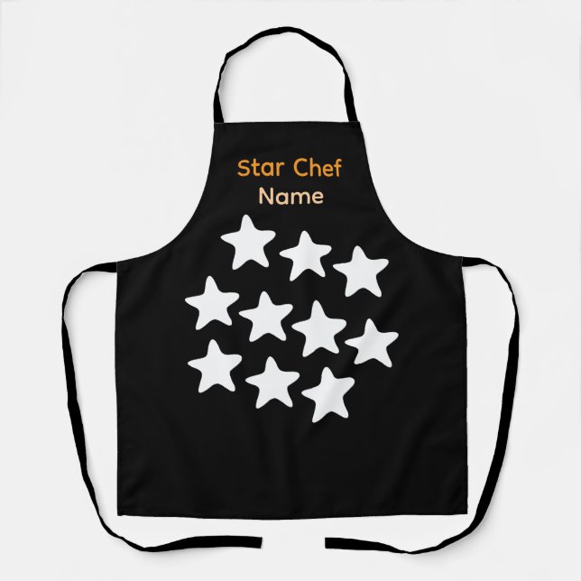 Personalize Star Chef Black Apron Black Straps (Front)