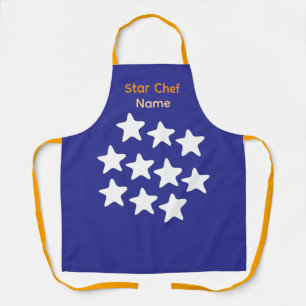 Personalize Star Chef Blue + Orange Straps Apron