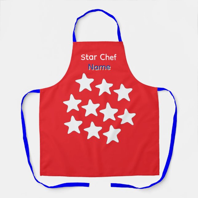 Personalize Star Chef Blue Straps Apron (Front)