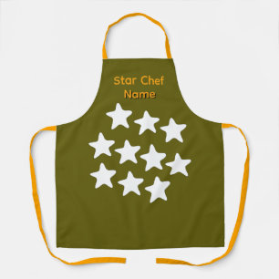 Personalize Star Chef Olive Apron Orange Straps