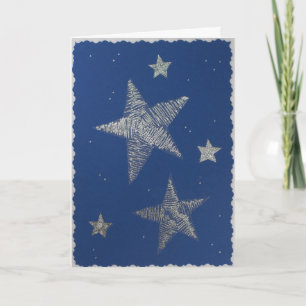 Personalize Starry blue sky on blue basis Holiday Card