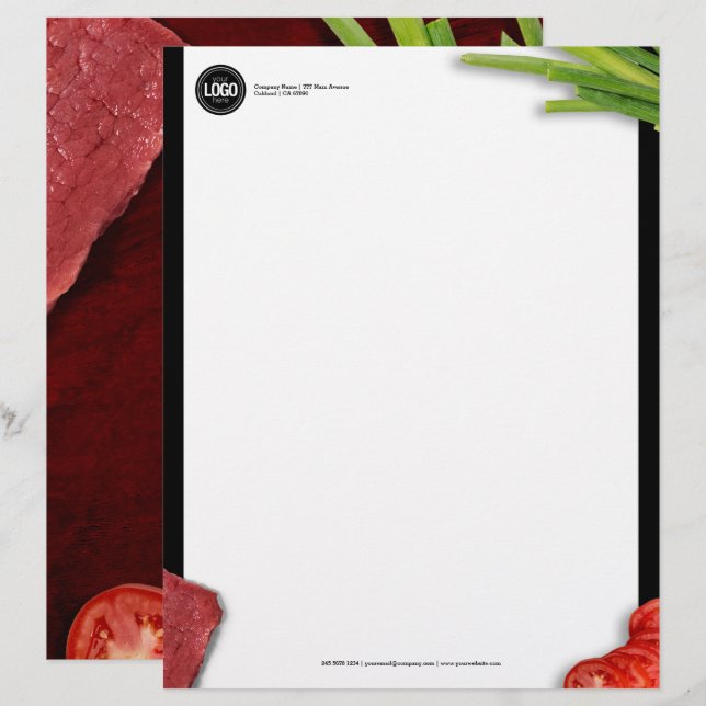 Personalize steak restaurant theme letterhead (Front/Back)