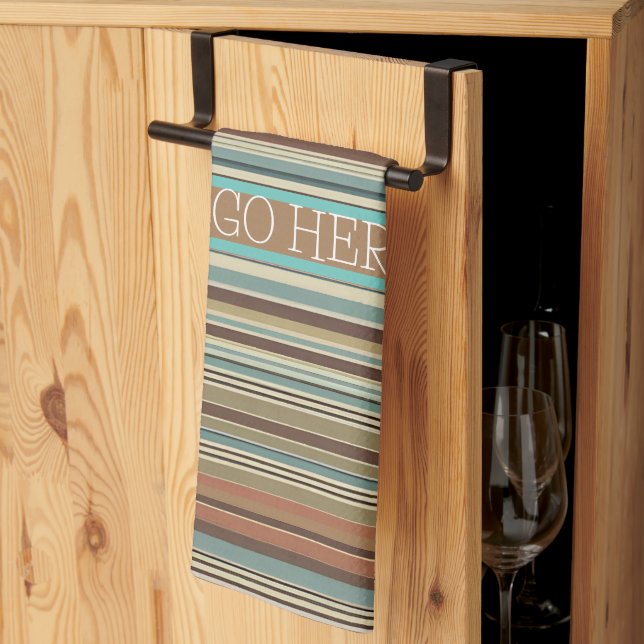 Personalize Striped Kitchen Towel (Thirds Fold)