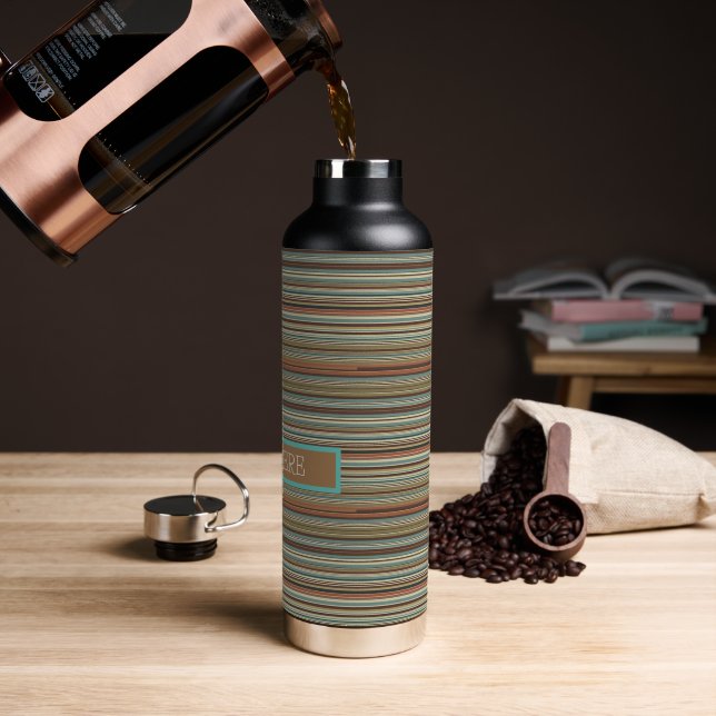 Personalize Striped Water Bottle (Coffee)