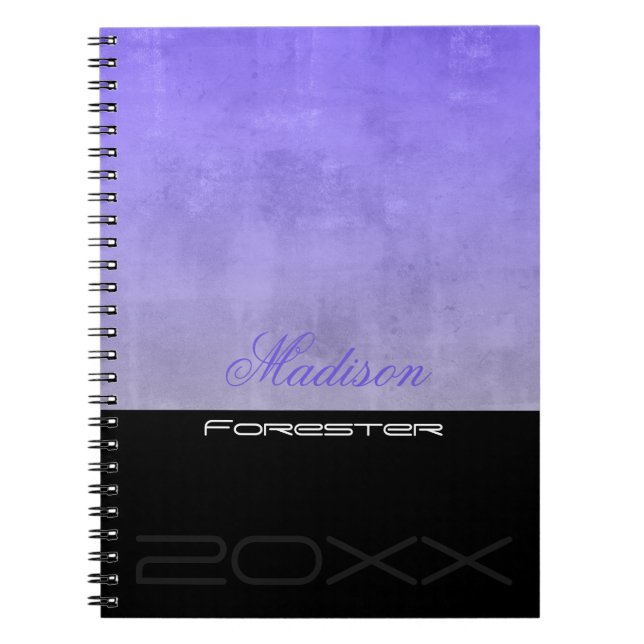Personalize stylish Blue Grey Black Notebook (Front)