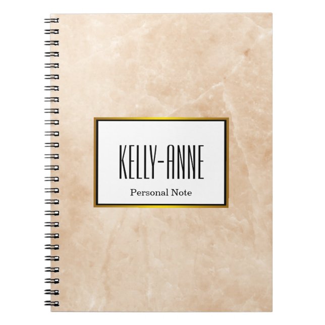 Personalize Stylish Marble Texture Designer Notebook (Front)