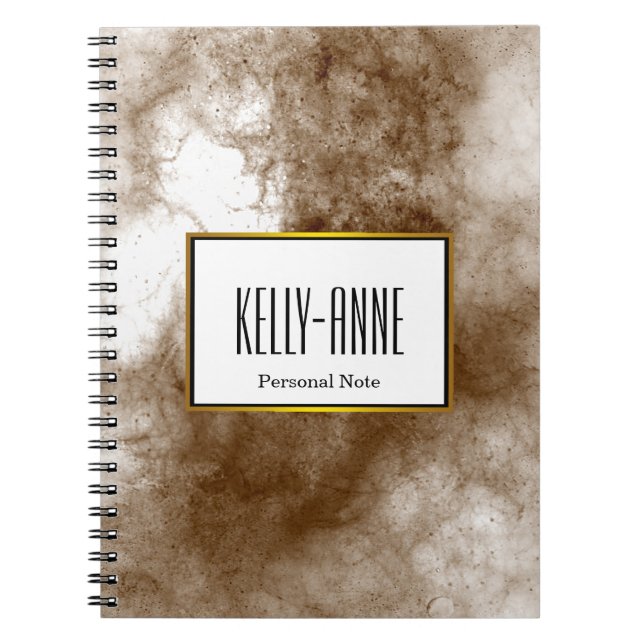 Personalize Stylish Marble Texture Designer Notebook (Front)