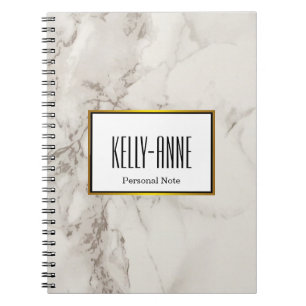 Personalize Stylish Marble Texture Designer Notebook