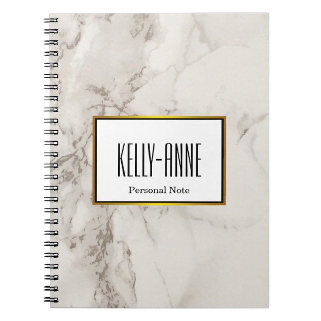 Personalize Stylish Marble Texture Designer Notebook (Front)