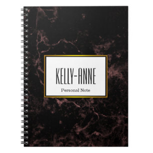 Personalize Stylish Marble Texture Designer Notebook