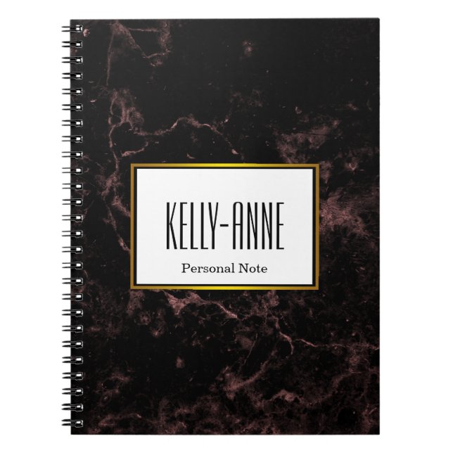 Personalize Stylish Marble Texture Designer Notebook (Front)