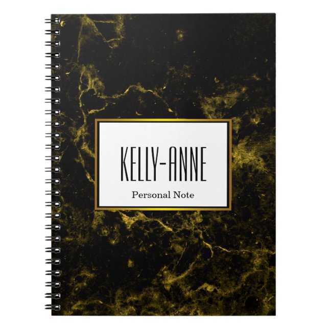Personalize Stylish Marble Texture Designer Notebook (Front)
