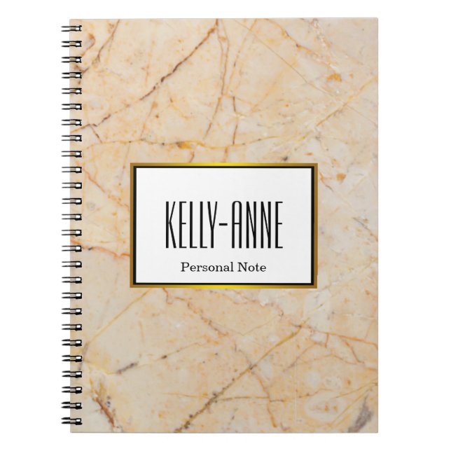 Personalize Stylish Marble Texture Designer Notebook (Front)