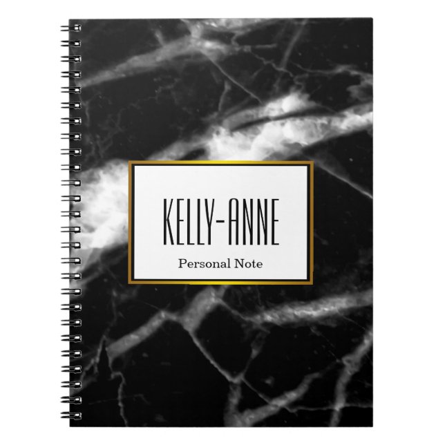 Personalize Stylish Marble Texture Designer Notebook (Front)
