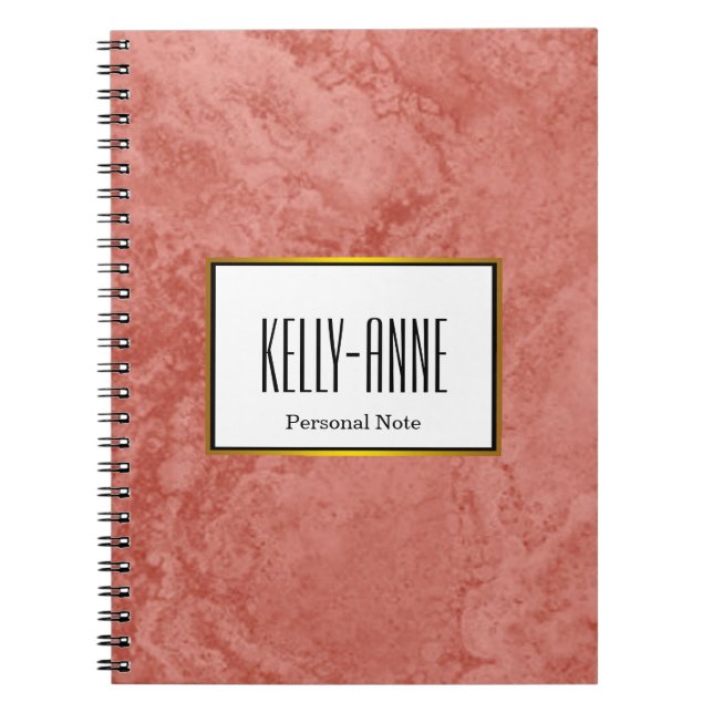 Personalize Stylish Marble Texture Designer Notebook (Front)
