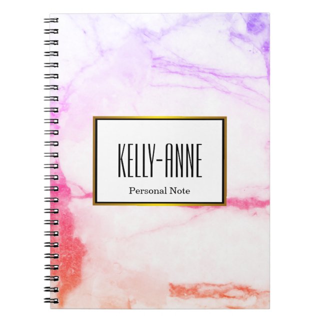 Personalize Stylish Marble Texture Designer Notebook (Front)