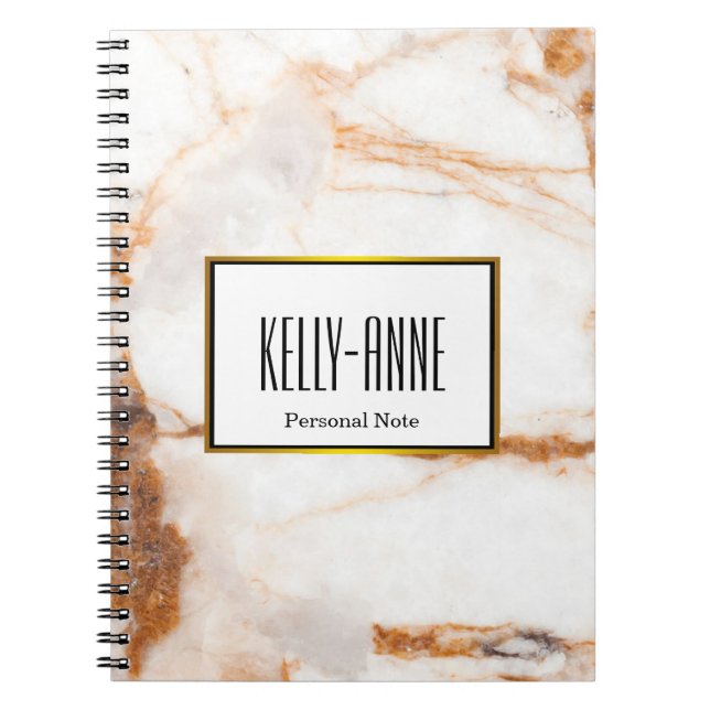 Personalize Stylish Marble Texture Designer Notebook (Front)