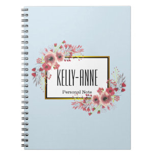 Personalize Stylish Vintage Floral Boutique Spiral Notebook