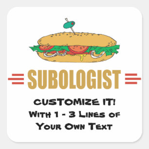Personalize Sub Sandwiches Square Sticker