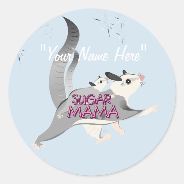 Personalize Sugar Glider Sticker with your name. (Front)