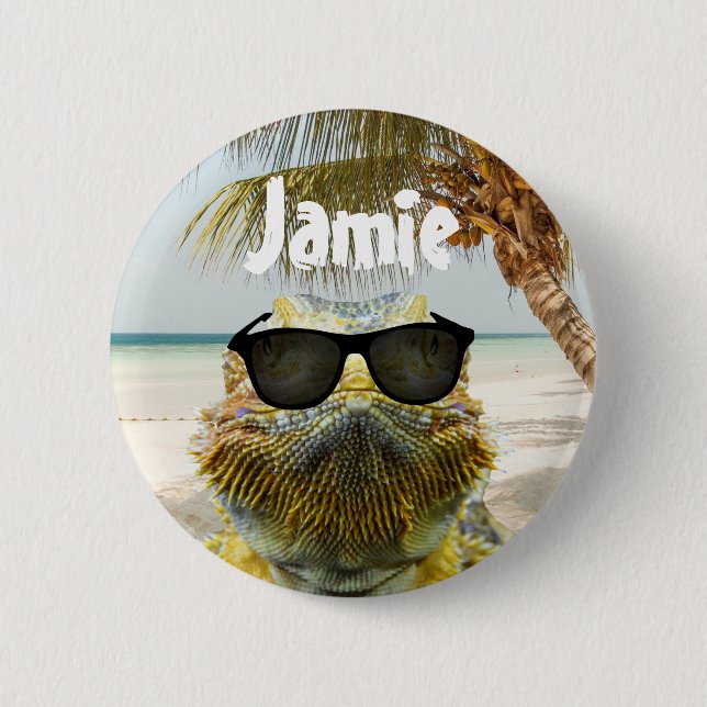 Personalize Summer Beach Fun 2 Inch Round Button (Front)