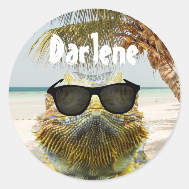 Personalize Summer Beach Fun Classic Round Sticker (Front)