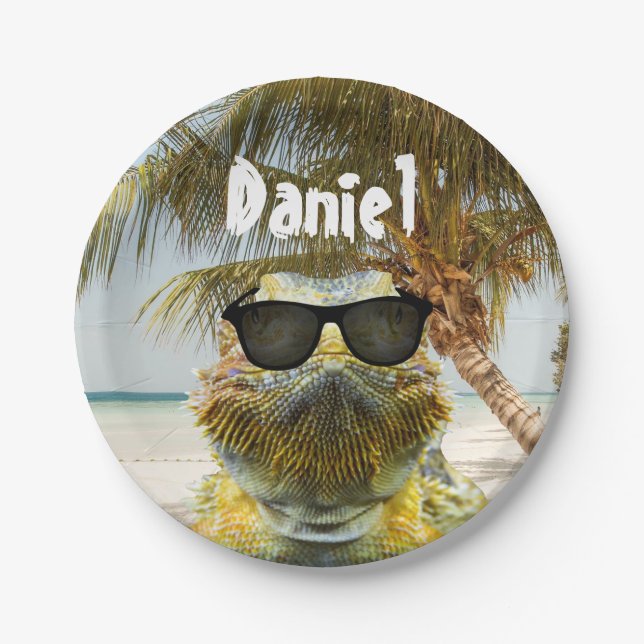 Personalize Summer Beach Fun Paper Plate (Front)