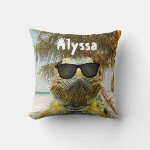 Personalize Summer Beach Fun Throw Pillow