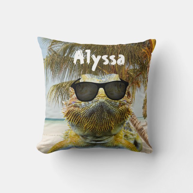 Personalize Summer Beach Fun Throw Pillow (Front)