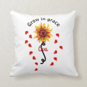 Personalize Sunflower Custom Quote Throw Pillow